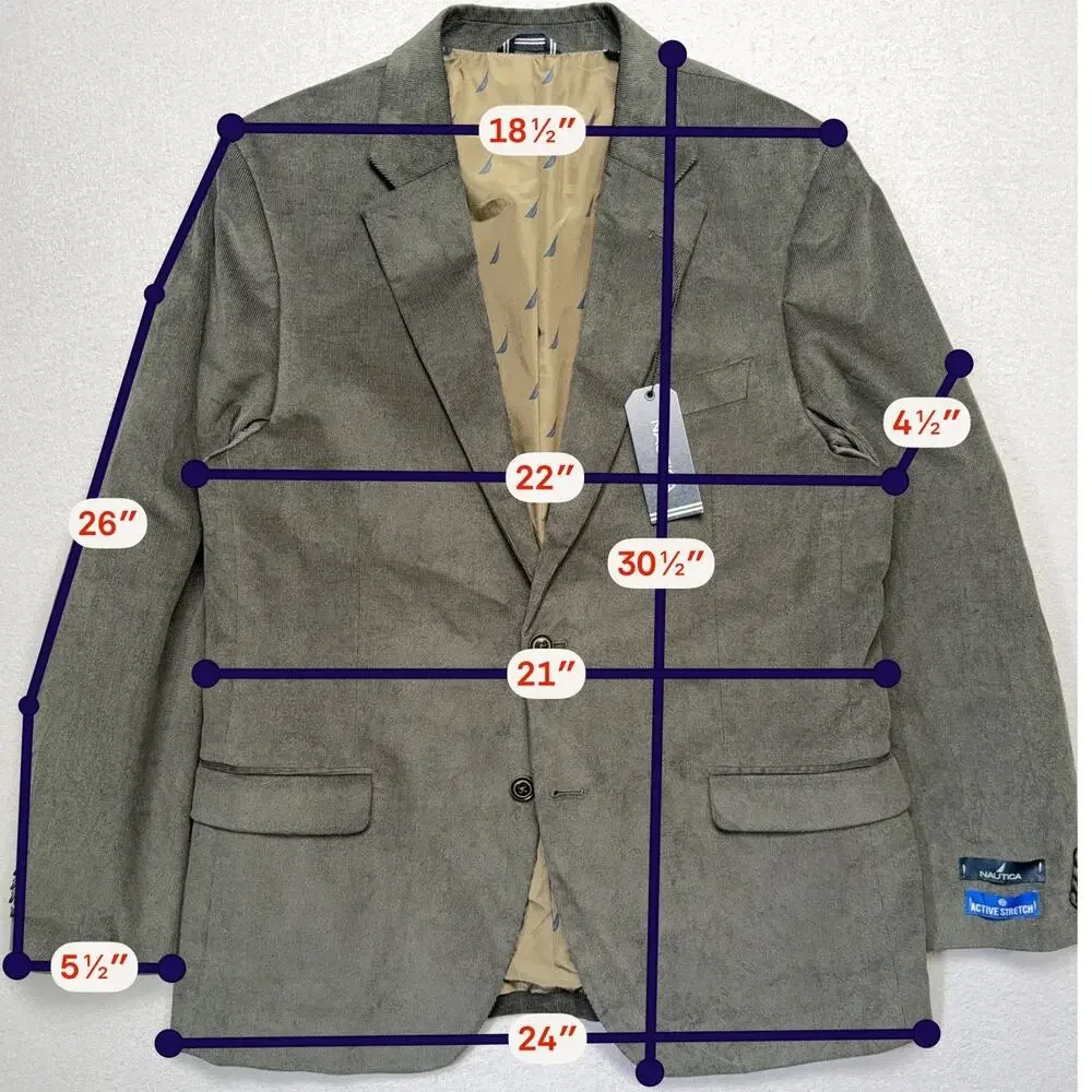 Nautica Men's Modern-Fit Faux-Suede Sport Coat Bright Blue 38R $295
